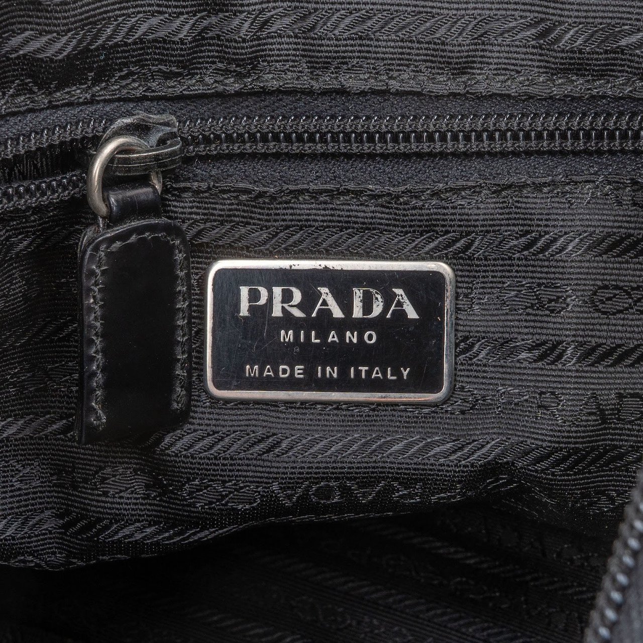 Prada Prada Tessuto Triangle Hobo Shoulder Bag Zwart