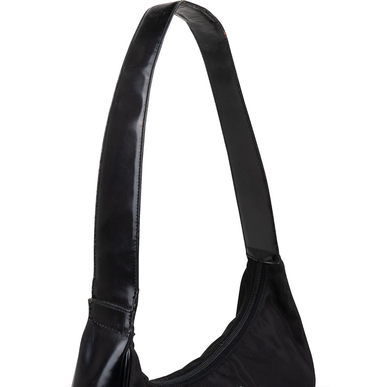 Prada Prada Tessuto Triangle Hobo Shoulder Bag Zwart