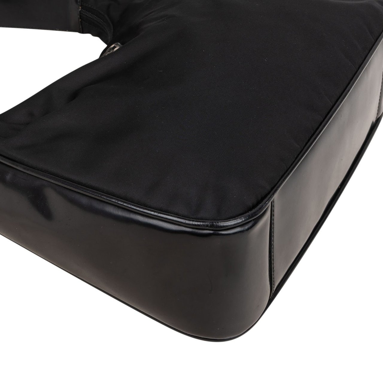 Prada Prada Tessuto Triangle Hobo Shoulder Bag Zwart