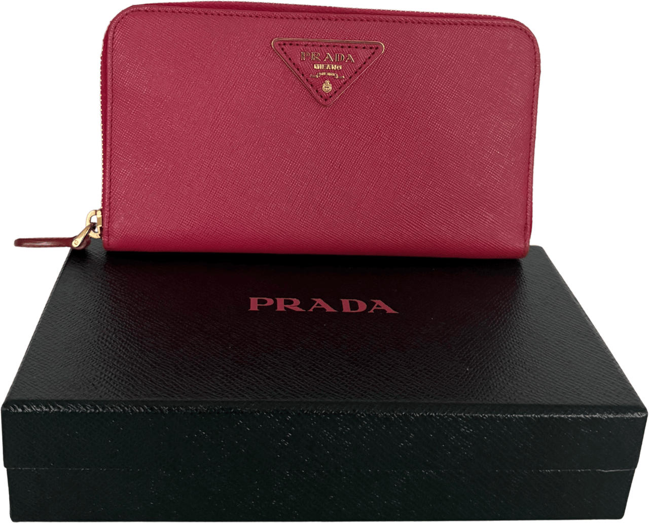 Prada Prada Zippy Geldbörse aus Saffiano Leder Pink / sehr gut Roze