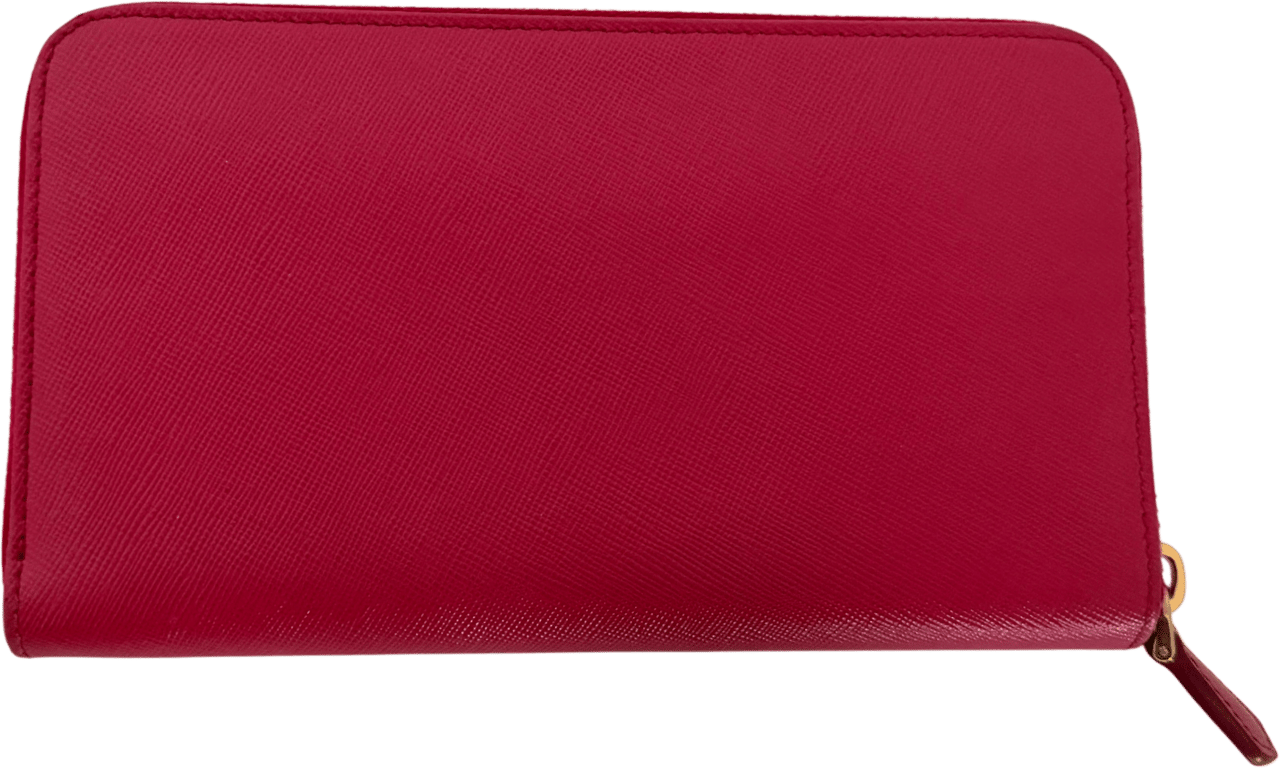 Prada Prada Zippy Geldbörse aus Saffiano Leder Pink / sehr gut Roze