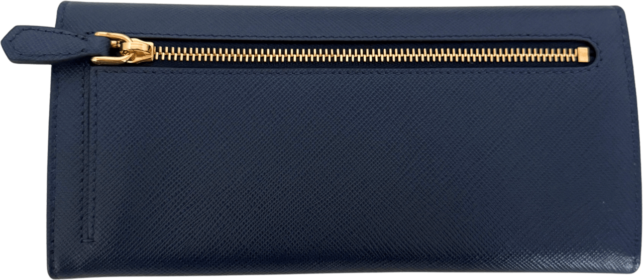 Prada Prada lange Geldbörse aus Saffiano Leder Bluette / neuwertig Blauw