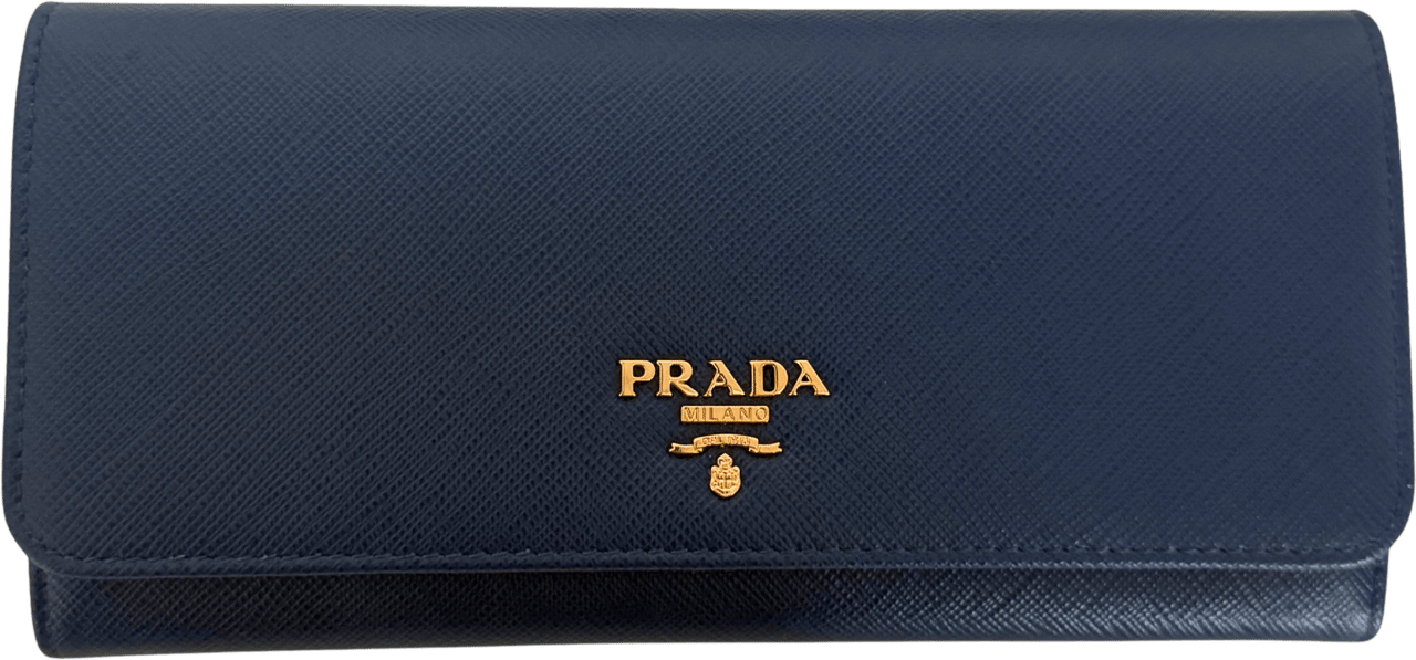 Prada Prada lange Geldbörse aus Saffiano Leder Bluette / neuwertig Blauw