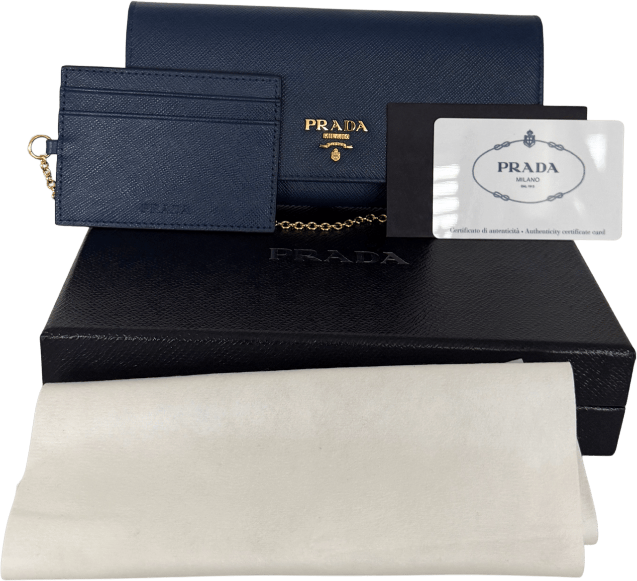 Prada Prada lange Geldbörse aus Saffiano Leder Bluette / neuwertig Blauw