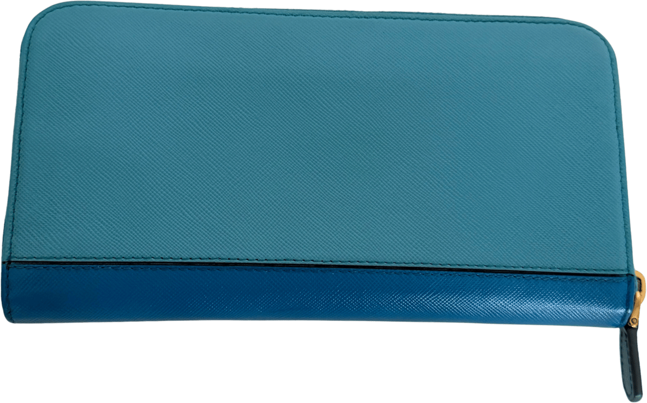 Prada Prada Zippy Geldbörse aus Saffiano Leder Blau / gut Blauw