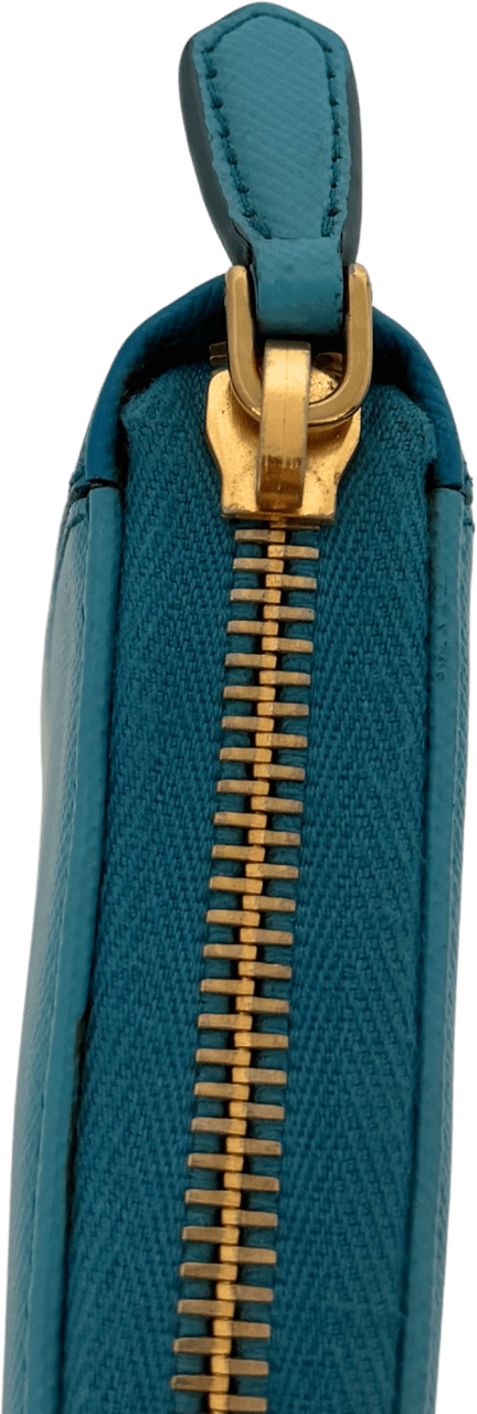 Prada Prada Zippy Geldbörse aus Saffiano Leder Blau / gut Blauw