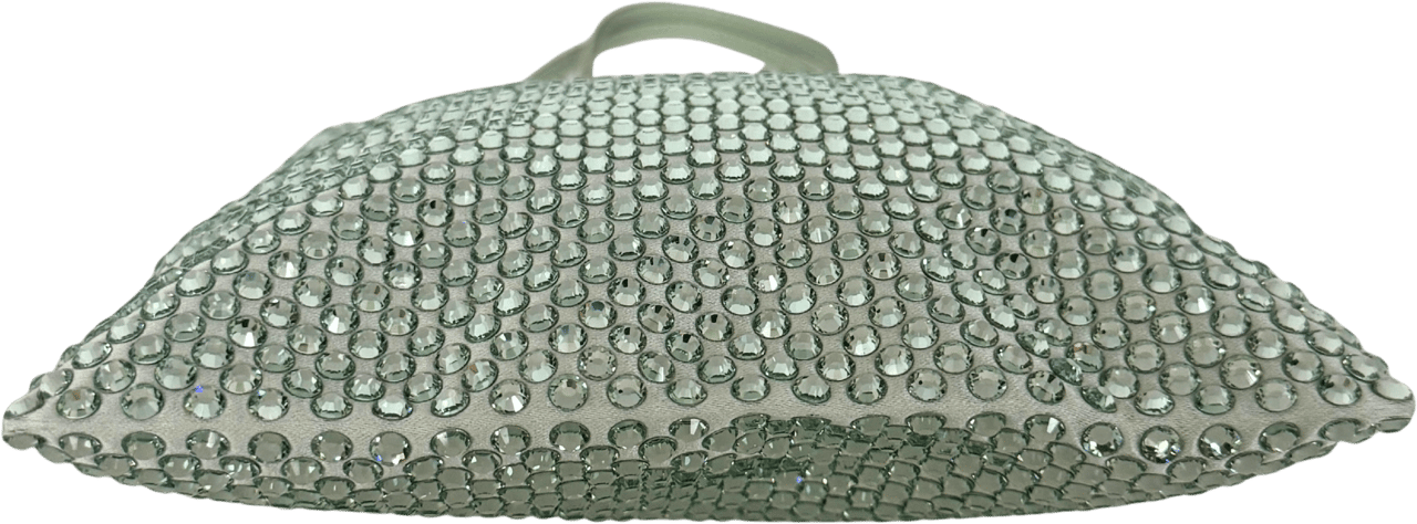 Prada Prada satin handbag with crystal embellishment, aqua / very good Groen