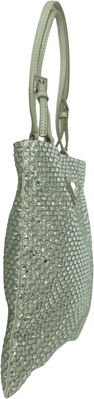 Prada Prada satin handbag with crystal embellishment, aqua / very good Groen