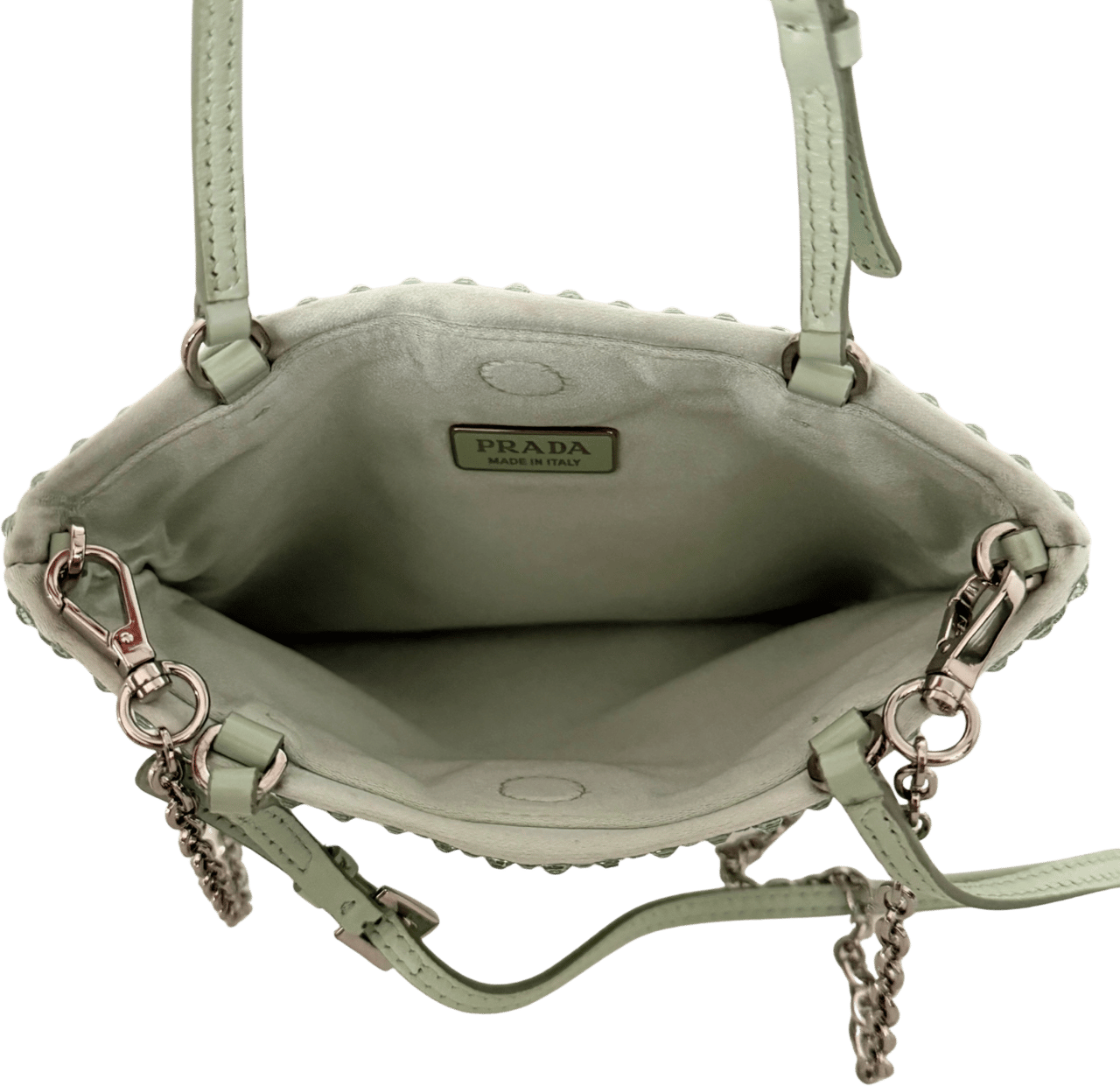 Prada Prada satin handbag with crystal embellishment, aqua / very good Groen