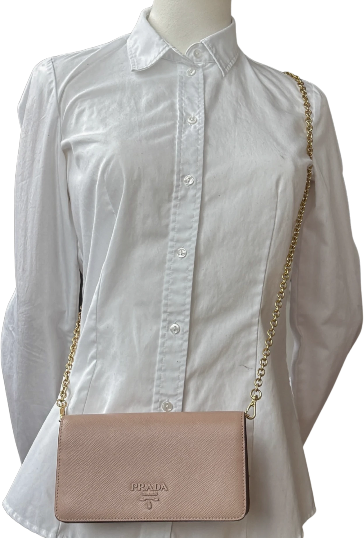 Prada Prada Wallet on Chain Mini Bandoliera Cipria Roze