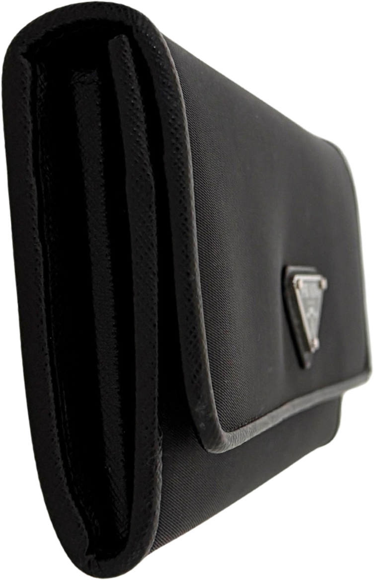 Prada Prada Geldbörse aus Nylon und Saffiano-Leder Schwarz Fullset / sehr gut Zwart