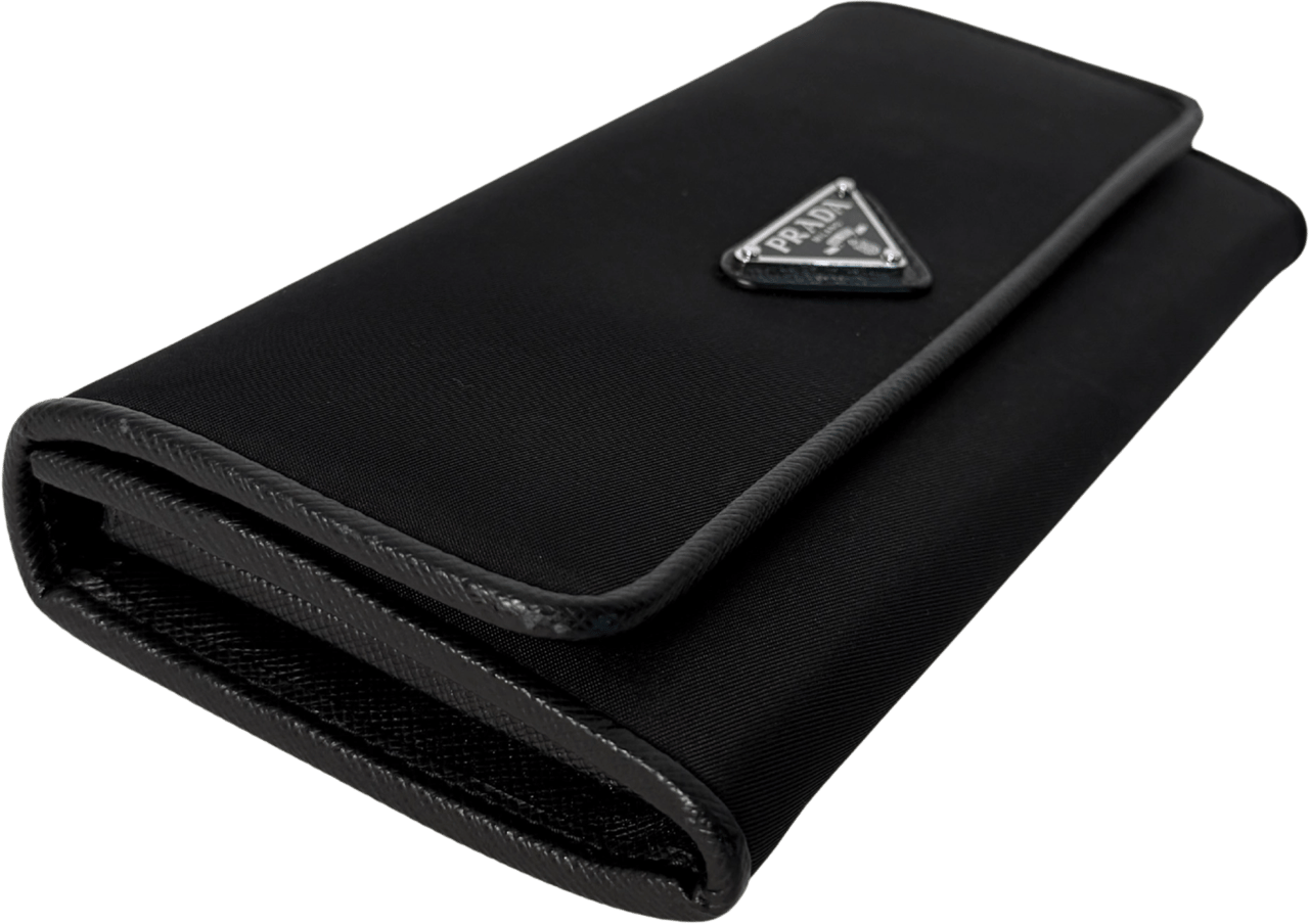 Prada Prada Geldbörse aus Nylon und Saffiano-Leder Schwarz Fullset / sehr gut Zwart