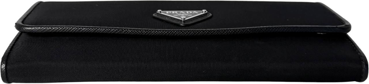 Prada Prada Geldbörse aus Nylon und Saffiano-Leder Schwarz Fullset / sehr gut Zwart