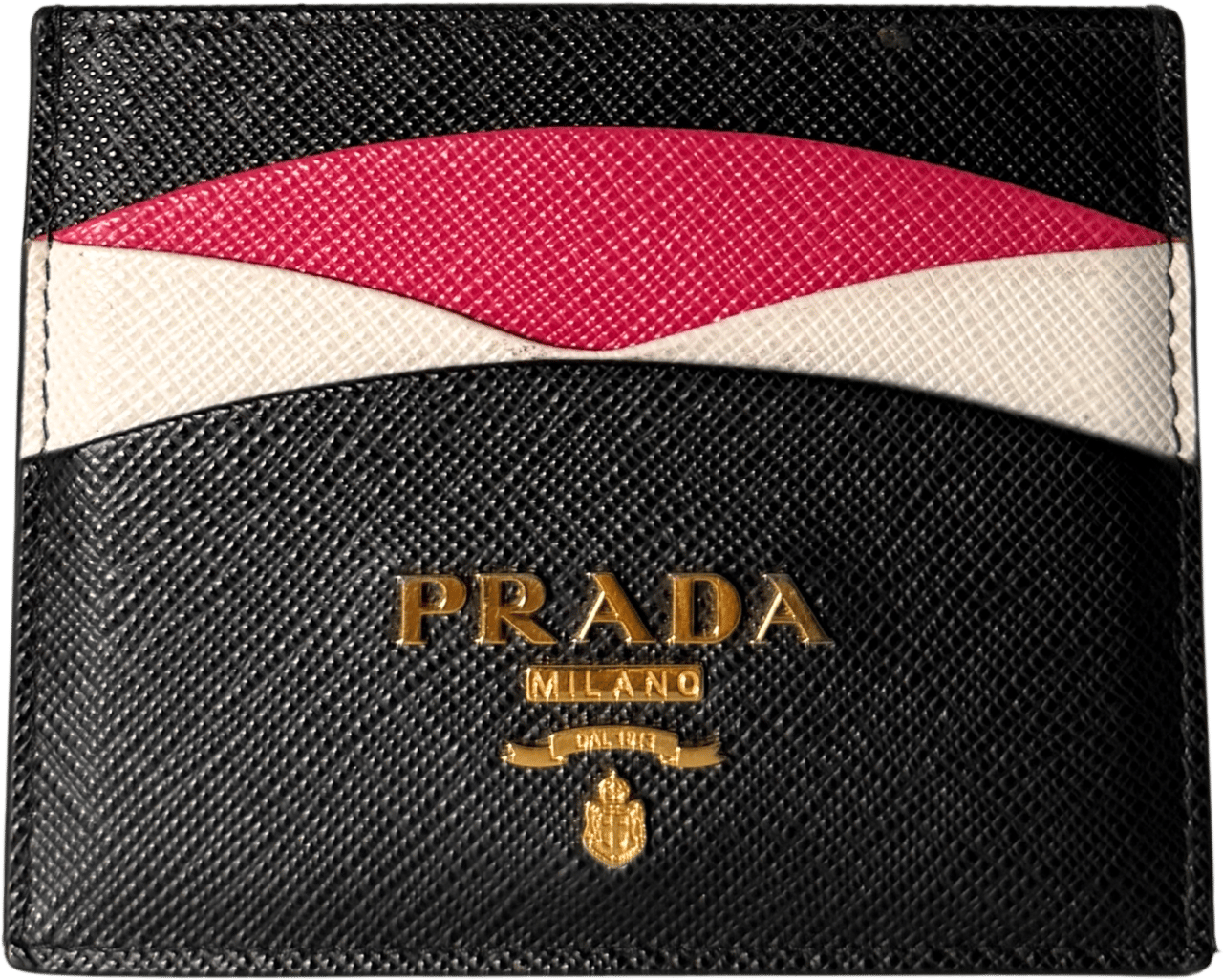 Prada Prada Kartenetui aus Saffiano Leder Schwarz / sehr gut Zwart