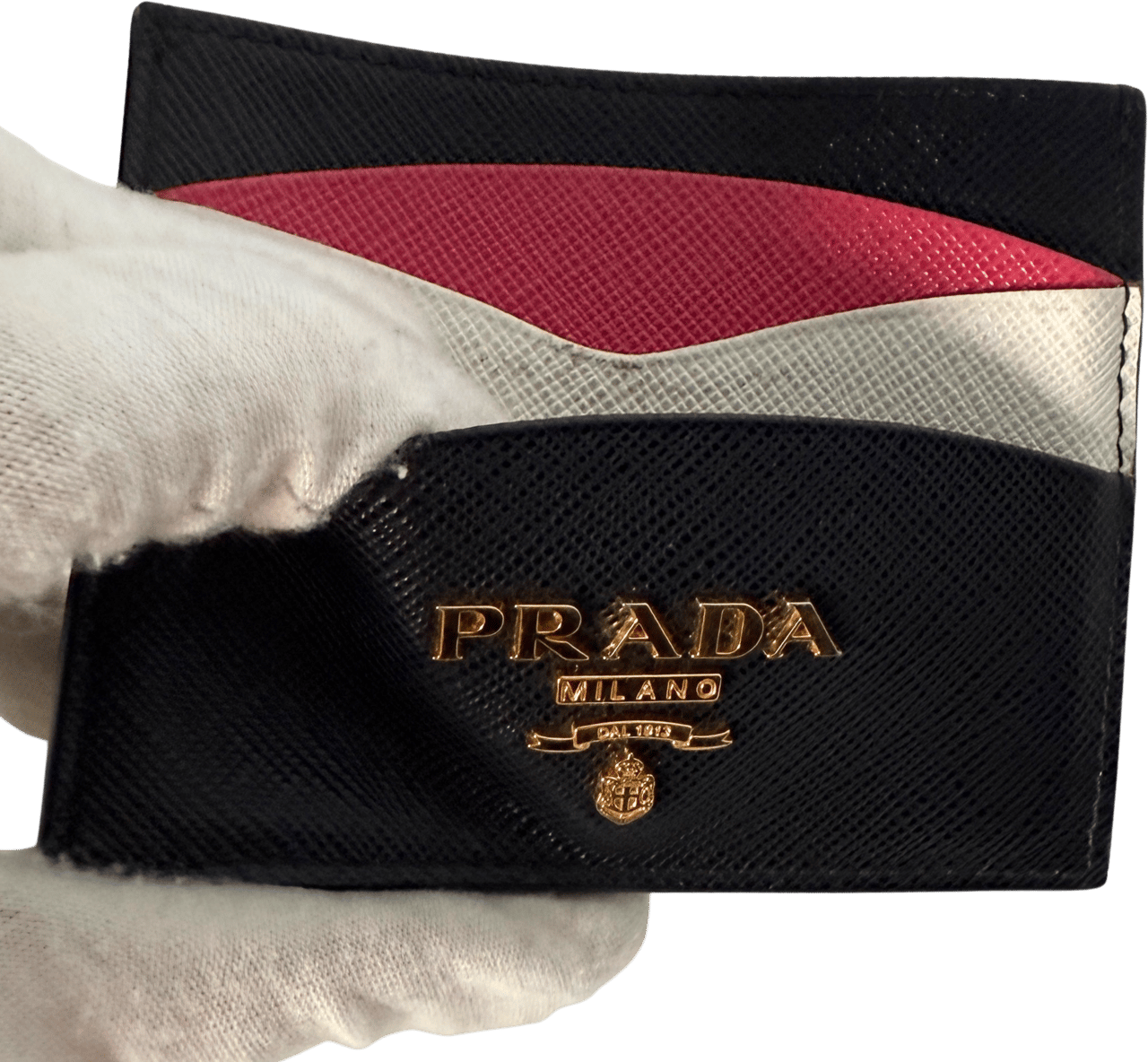 Prada Prada Kartenetui aus Saffiano Leder Schwarz / sehr gut Zwart