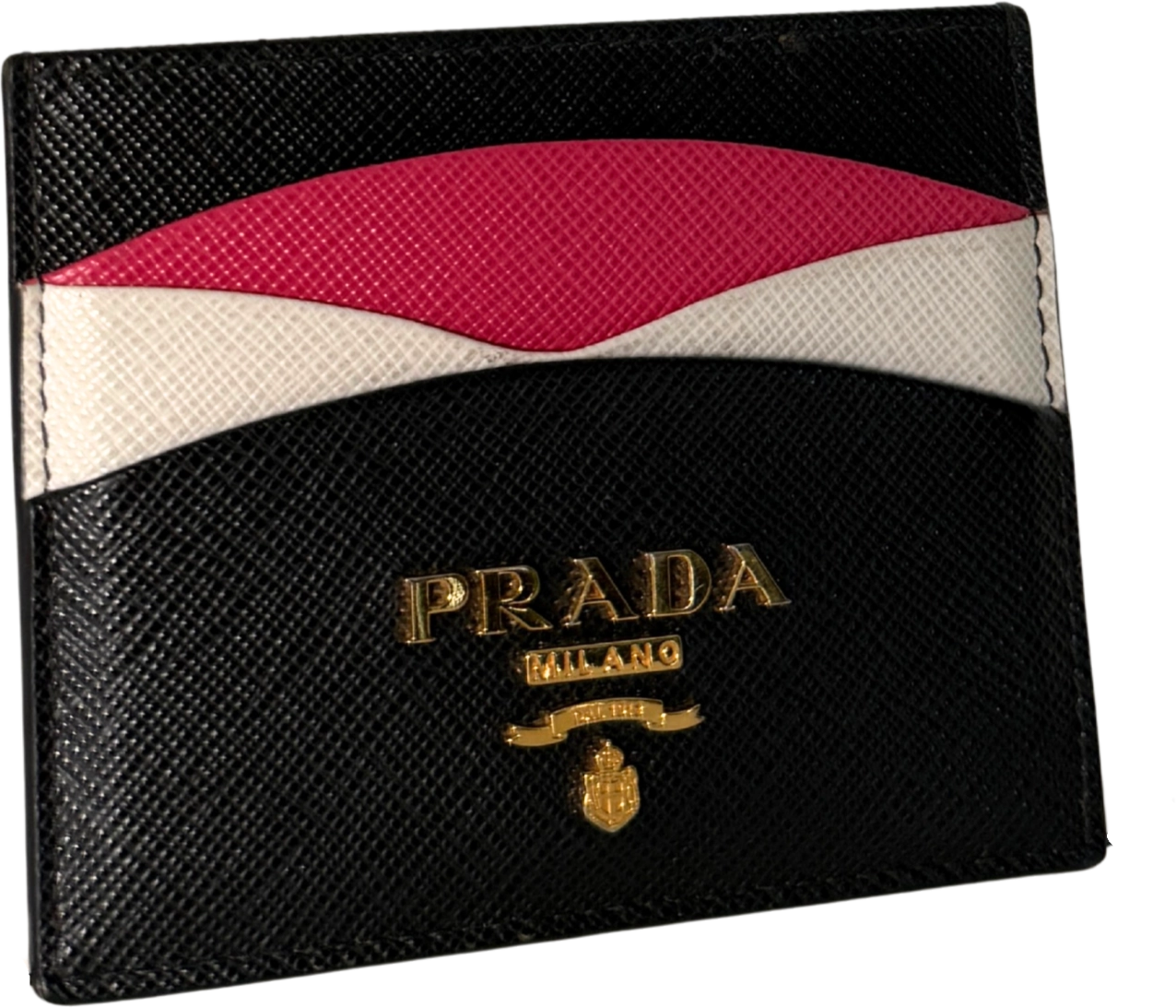 Prada Prada Kartenetui aus Saffiano Leder Schwarz / sehr gut Zwart