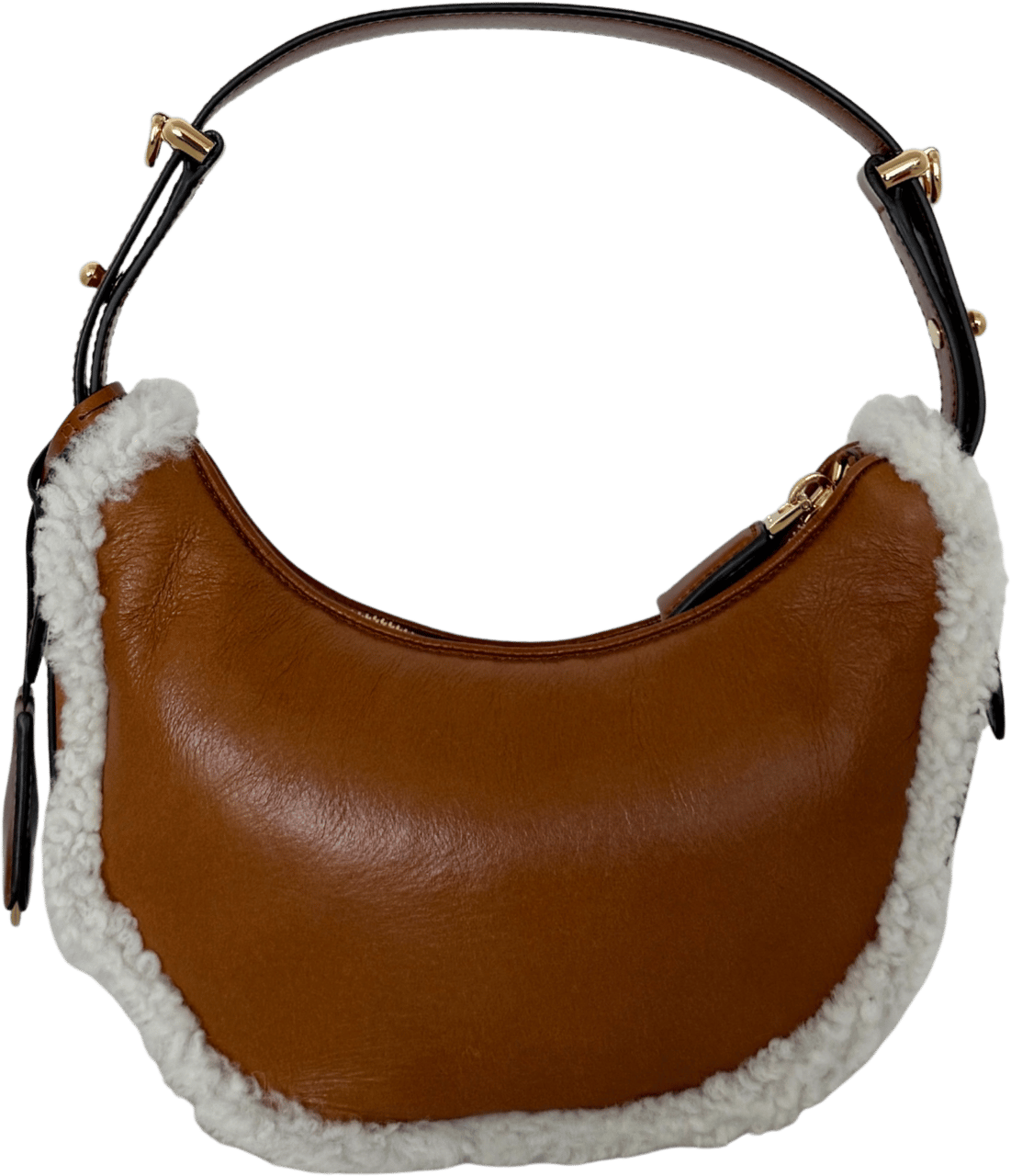 Prada Prada kleine Arqué Schultertasche aus Lammfell Cognac / neuwertig Bruin