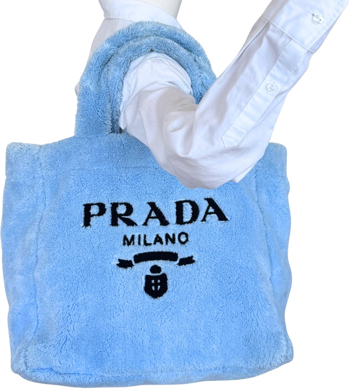Prada Terry Tote Bag Celeste Blauw