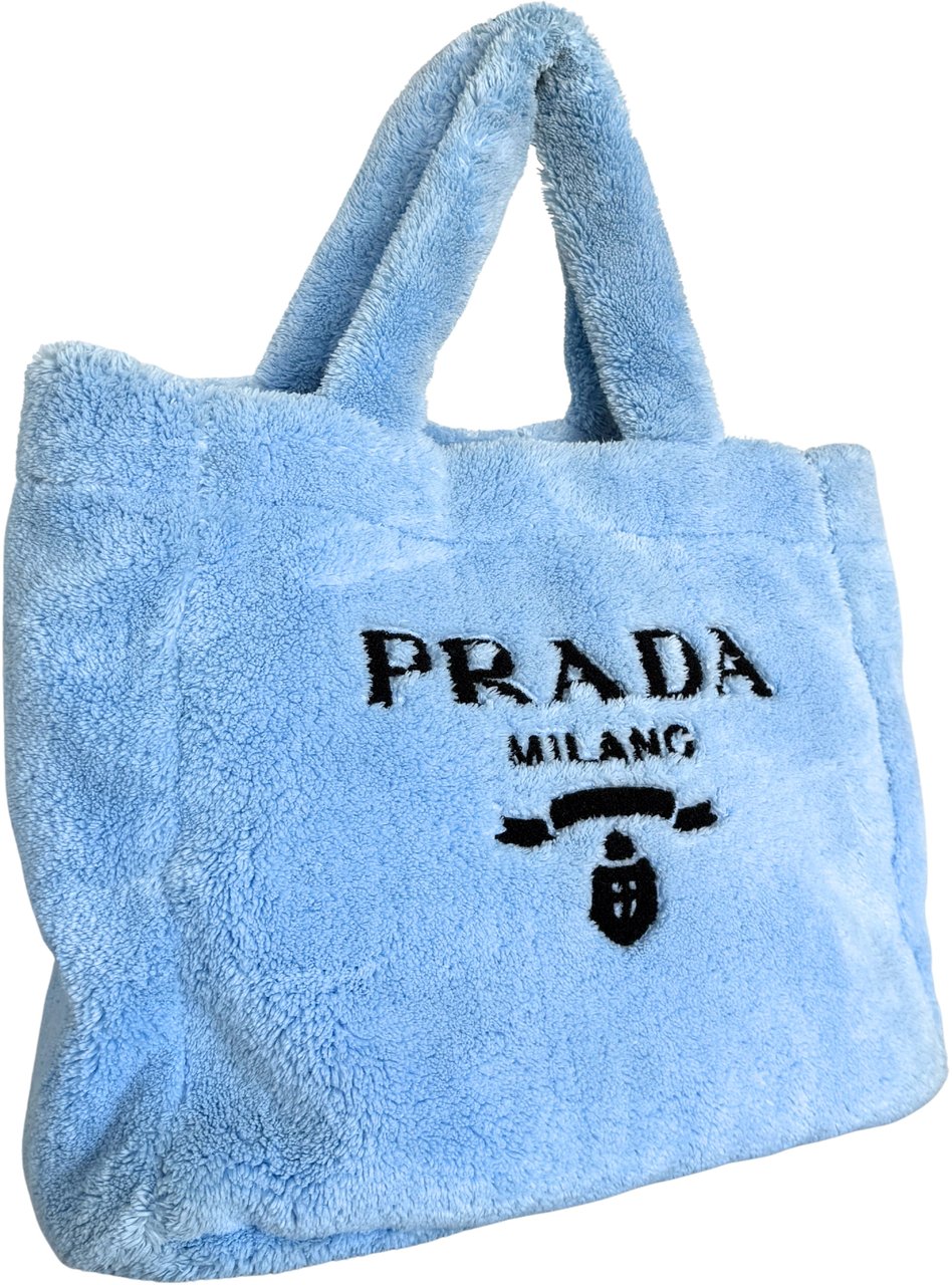 Prada Terry Tote Bag Celeste Blauw