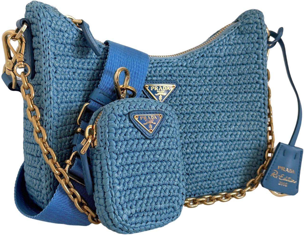 Prada Prada Re-Edition 2005 Raffia hellblau /neuwertig Blauw