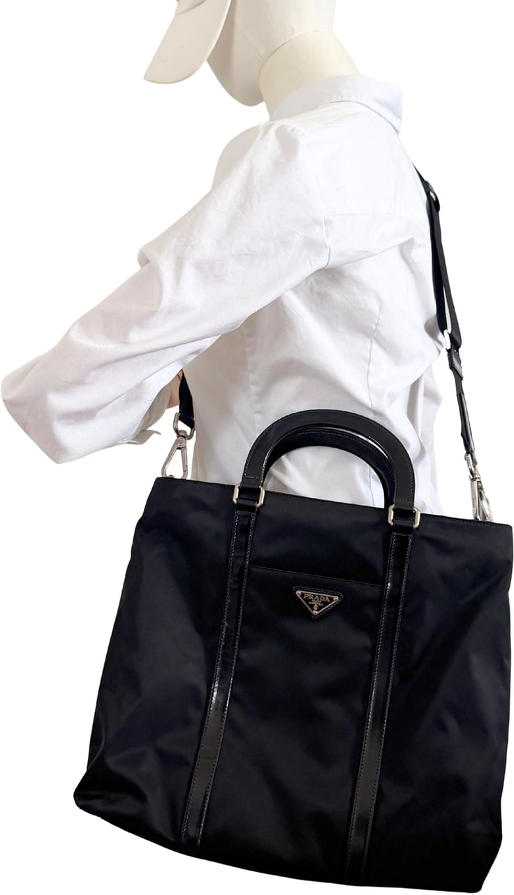 Prada Tessuto Satchel 2-way Bag Nylon / very good Zwart