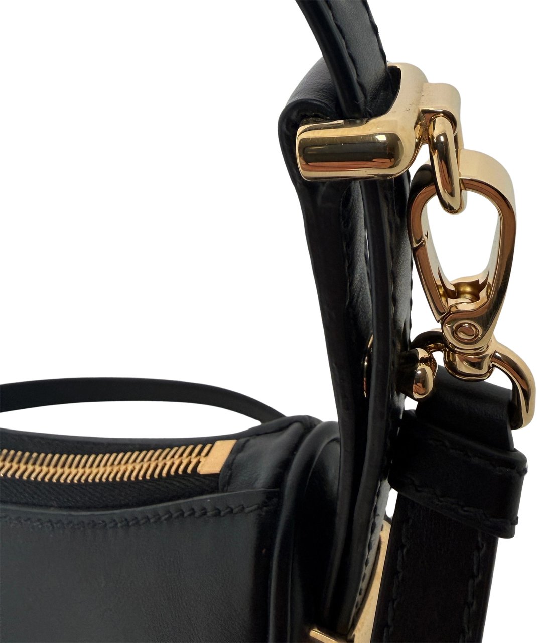 Prada Small Arqué Shoulder Bag Leather Black Full Set / Very Good Bruin