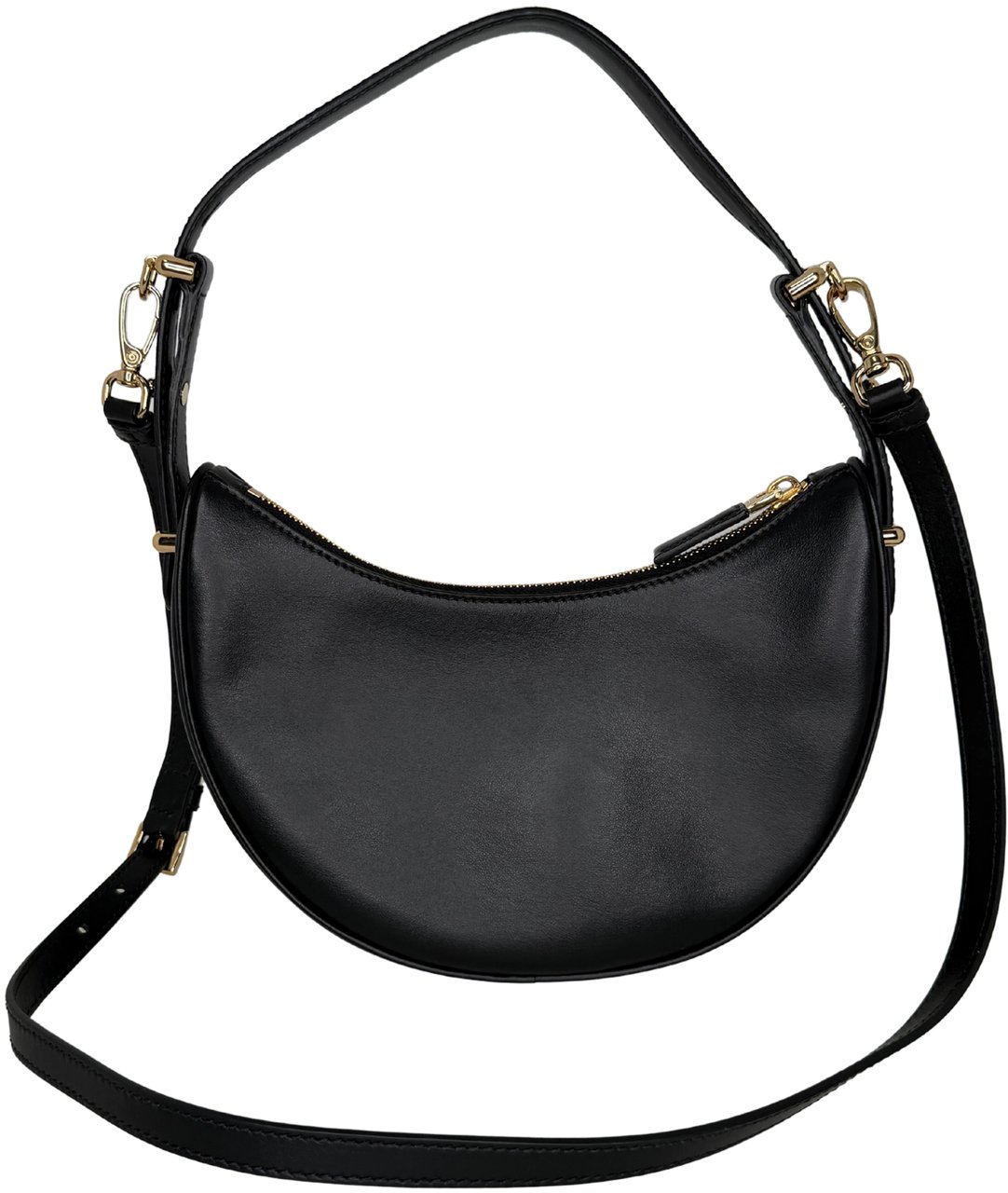 Prada Small Arqué Shoulder Bag Leather Black Full Set / Very Good Bruin