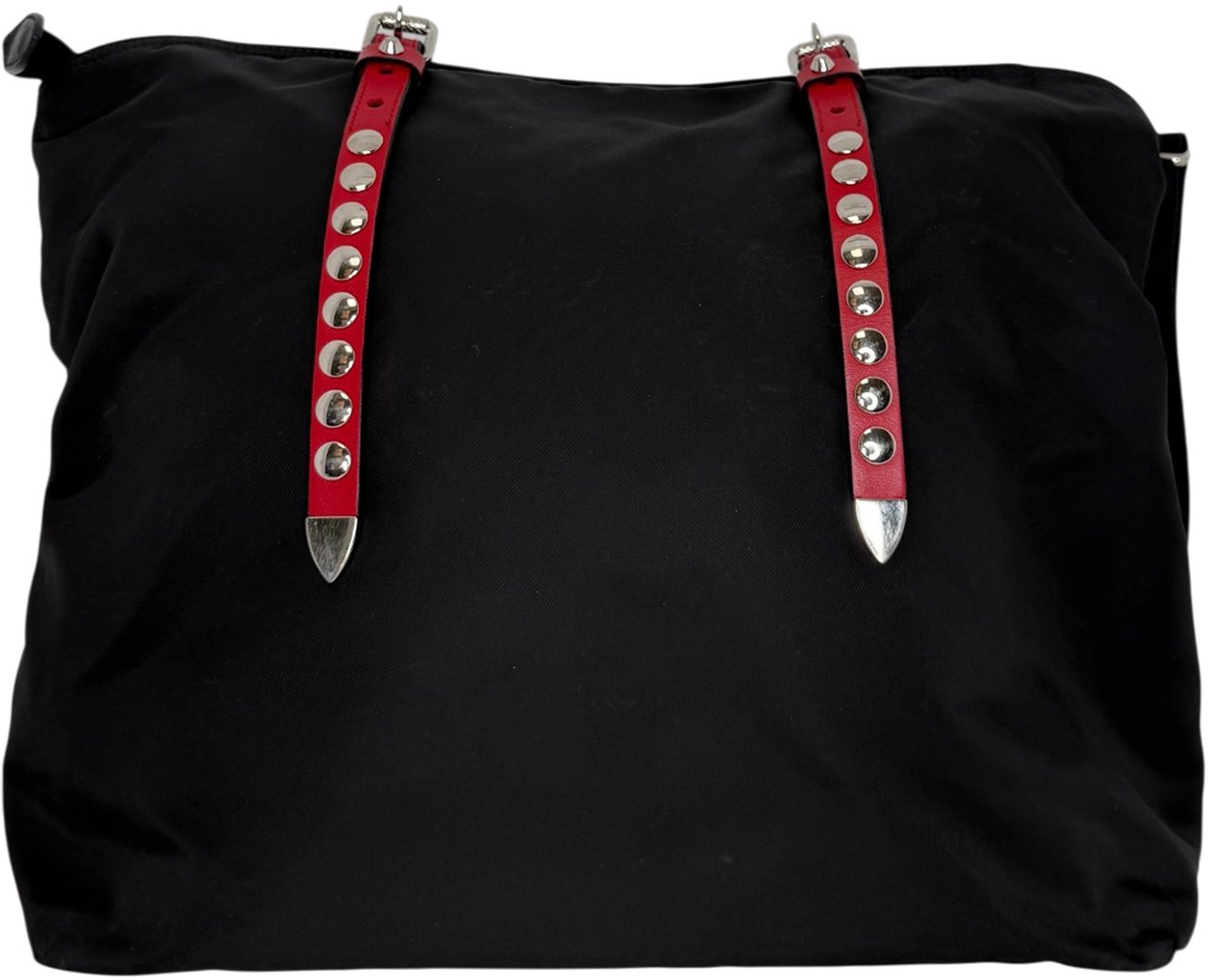 Prada Nylon New Vela Studded Tote Bag schwarz Zwart