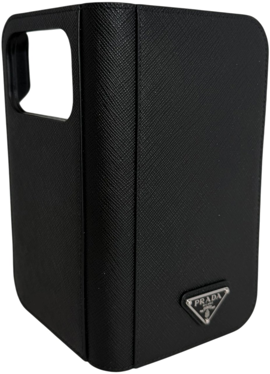 Prada Hülle iPhone 17 Pro Max Saffiano Leder schwarz Fullset Zwart