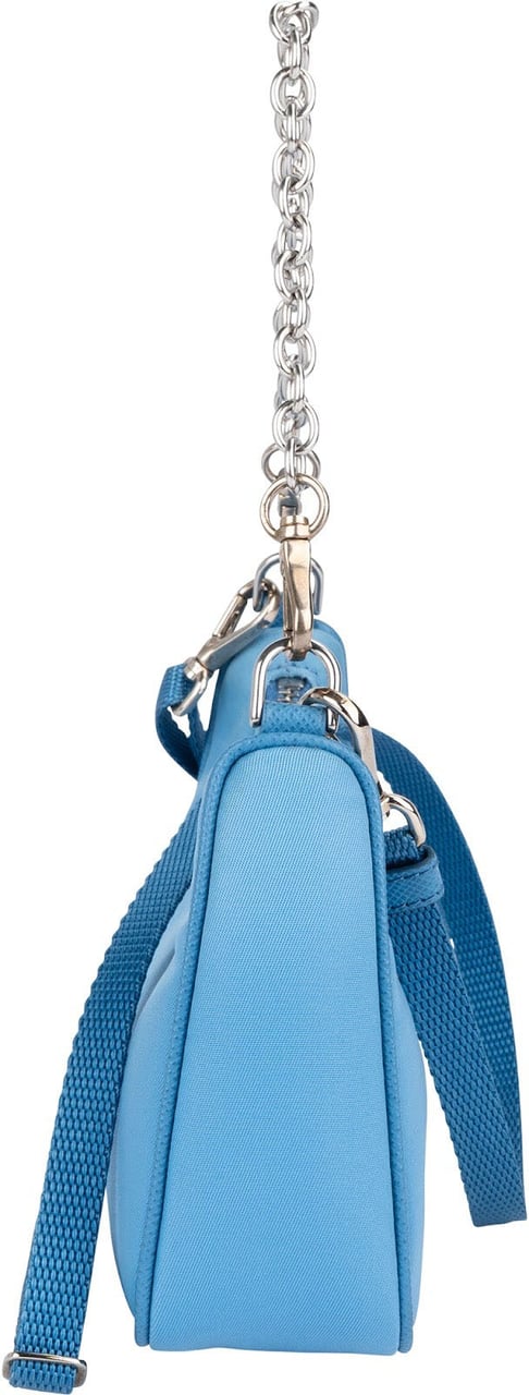 Prada Prada Blue Nylon Triangle Re-Edition Crossbody Bag Lichtblauw