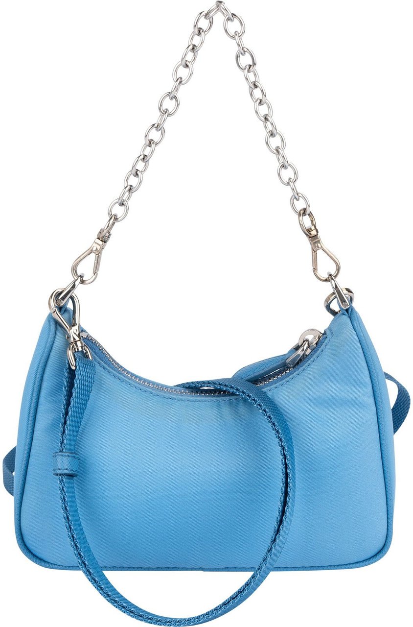 Prada Prada Blue Nylon Triangle Re-Edition Crossbody Bag Lichtblauw