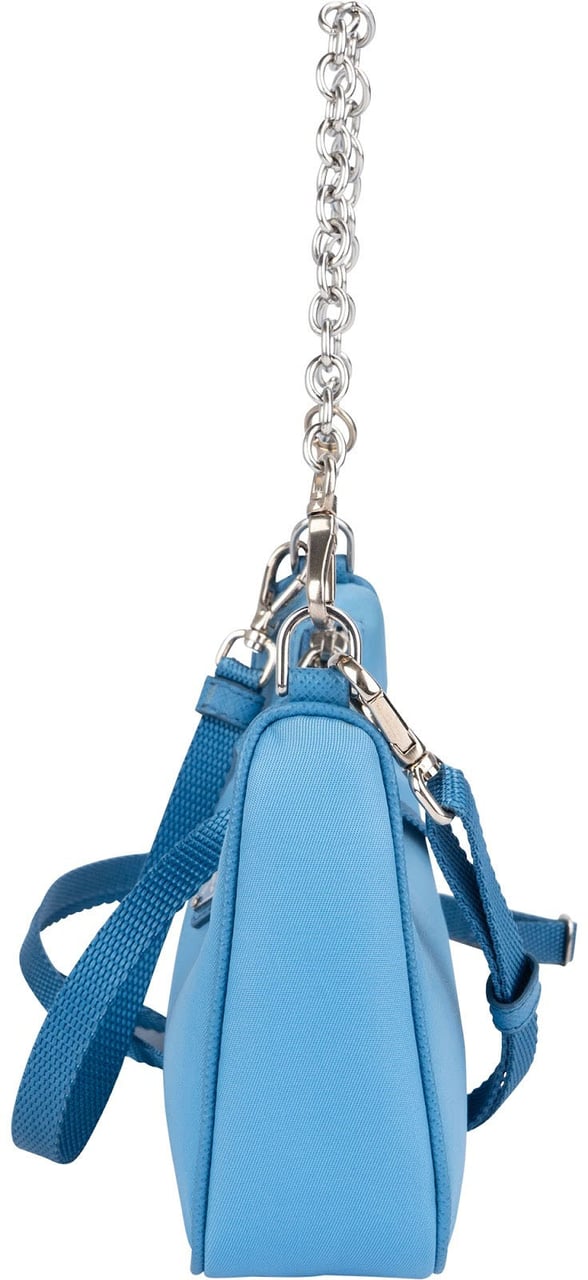 Prada Prada Blue Nylon Triangle Re-Edition Crossbody Bag Lichtblauw