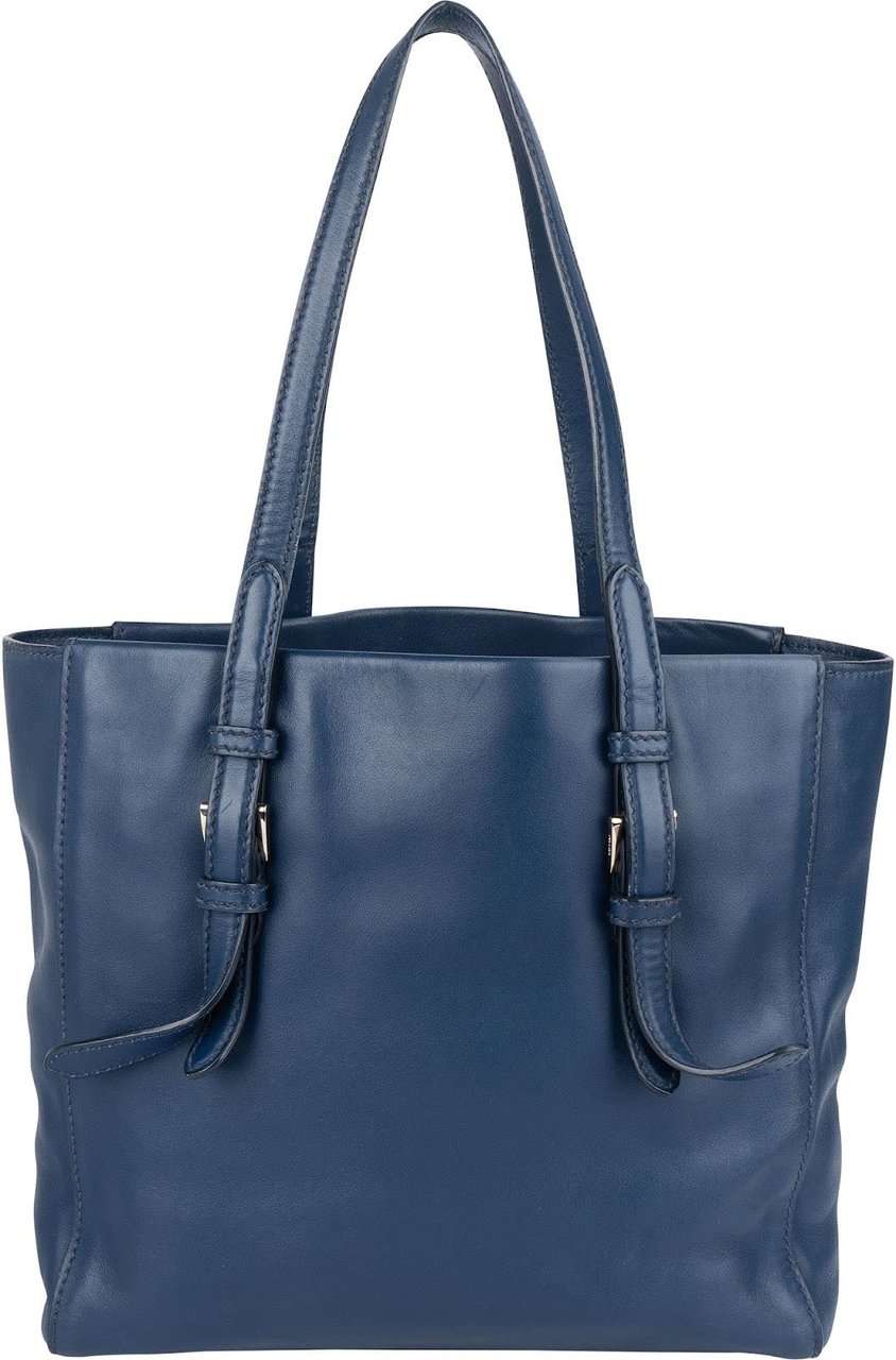 Prada Prada Blue Leather Tote Shoulder Bag Blauw