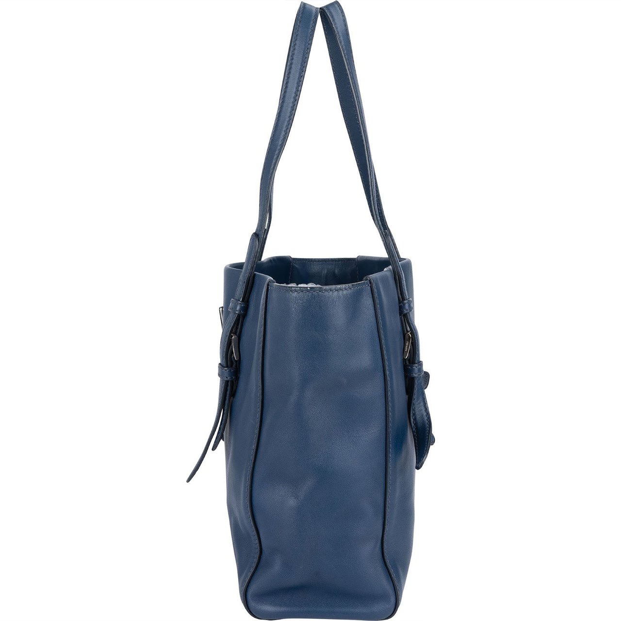 Prada Prada Blue Leather Tote Shoulder Bag Blauw