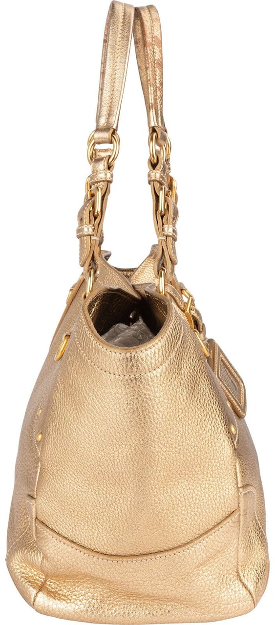 Prada Prada Golden Vitello Daino Leather Handbag Goud