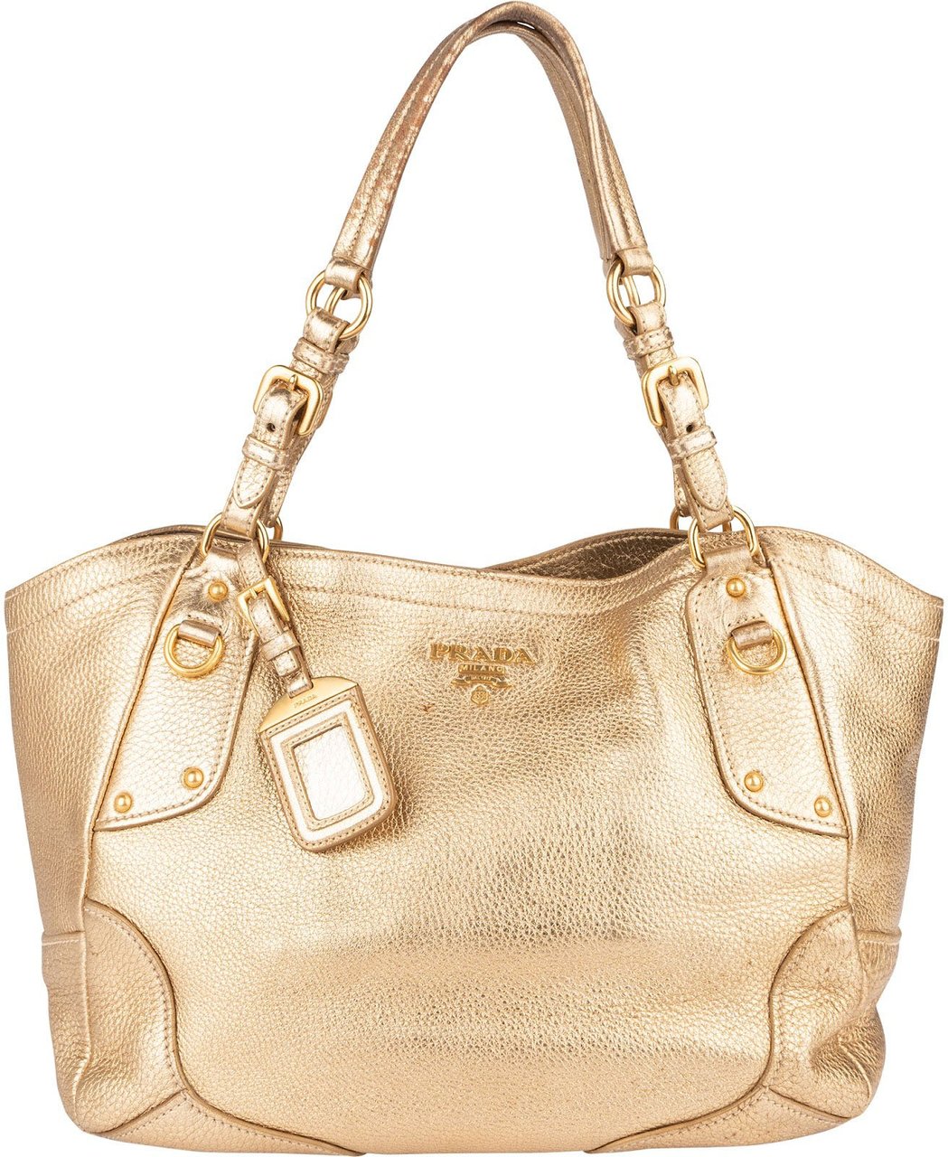 Prada Prada Golden Vitello Daino Leather Handbag Goud