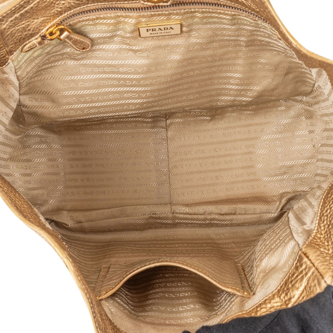 Prada Prada Golden Vitello Daino Leather Handbag Goud