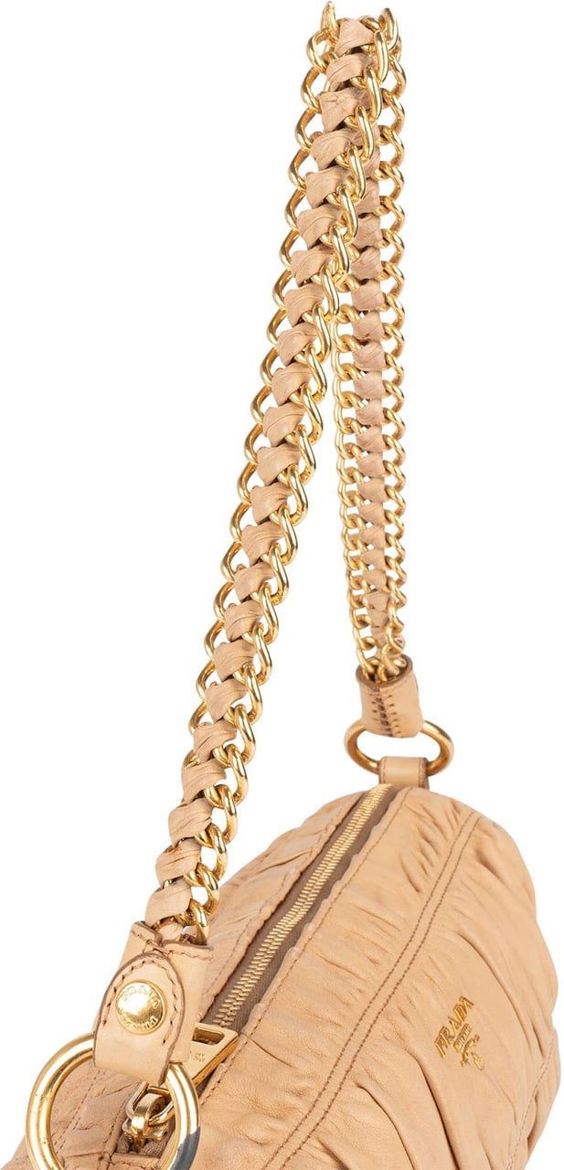 Prada Quilted Nappa Gaufre Chain Shoulder Bag Beige