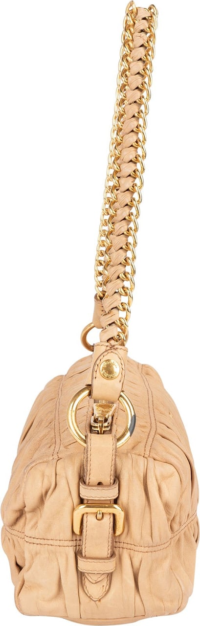 Prada Quilted Nappa Gaufre Chain Shoulder Bag Beige
