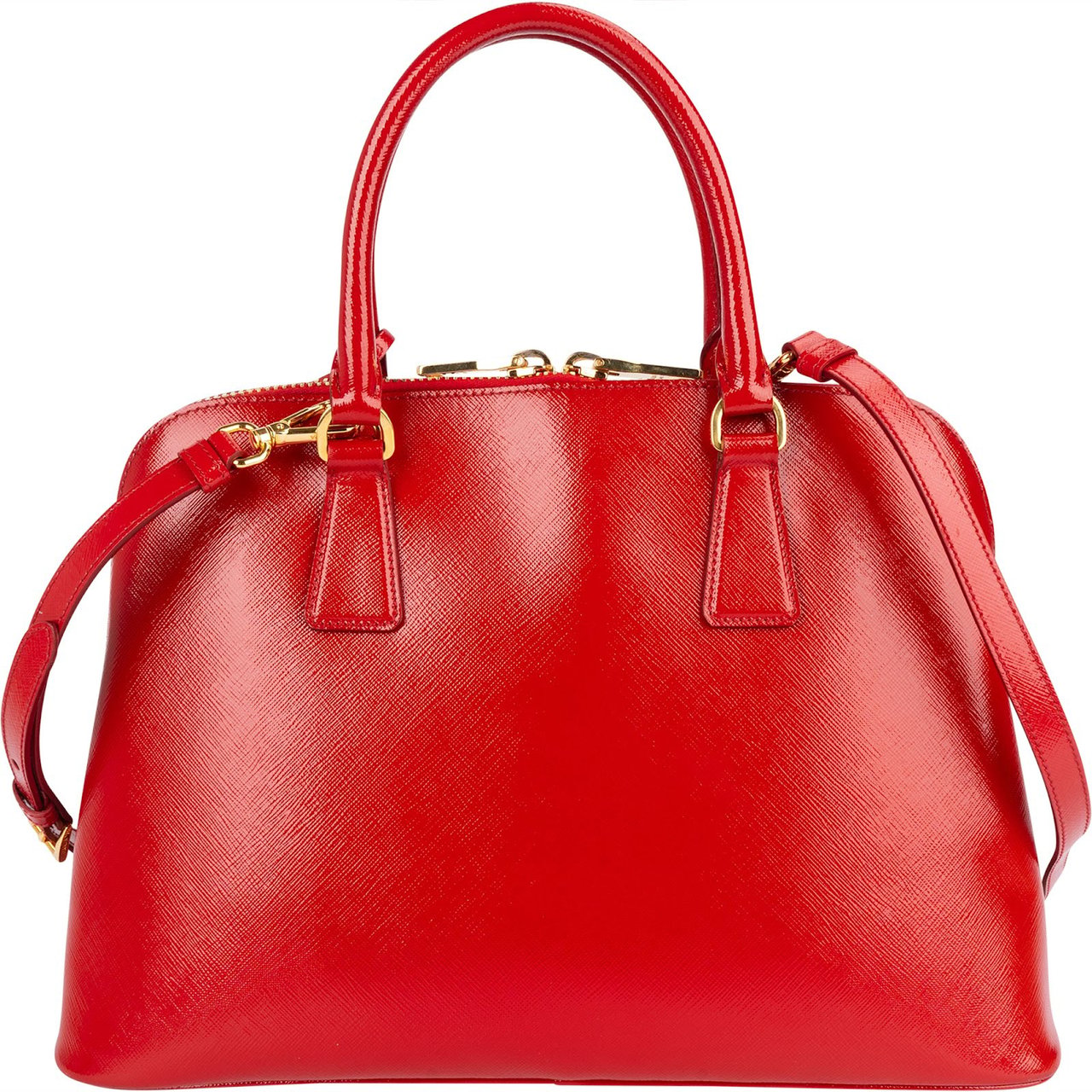Prada Patent Saffiano Vernice Promenade Handbag Rood