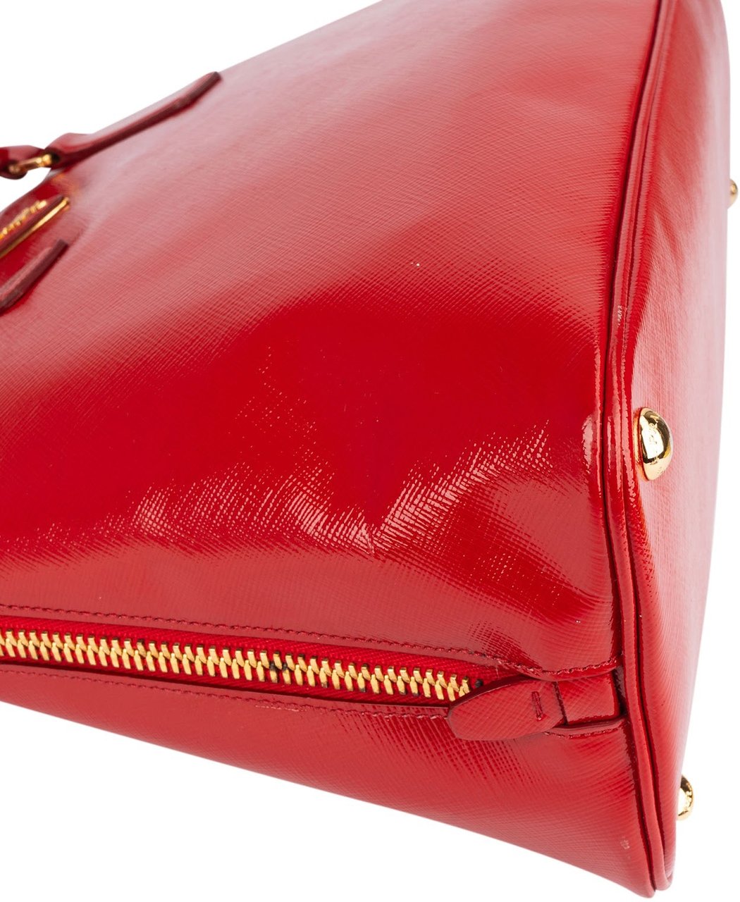 Prada Patent Saffiano Vernice Promenade Handbag Rood