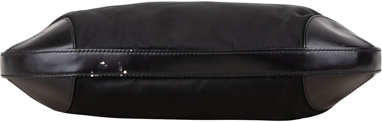 Prada Prada Tessuto and Leather Triangle Hobo Shoulder Bag Zwart