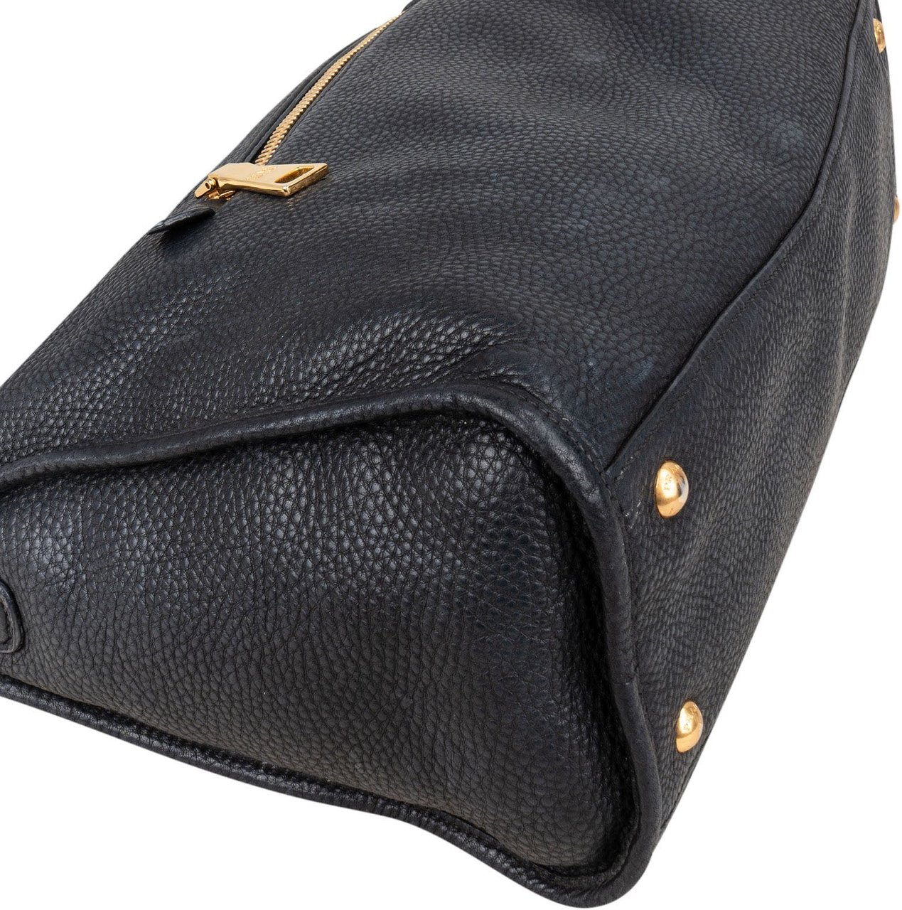 Prada Prada Black Leather Vitello Daino Handbag Zwart