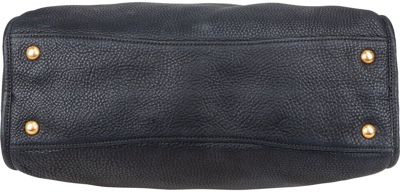 Prada Prada Black Leather Vitello Daino Handbag Zwart