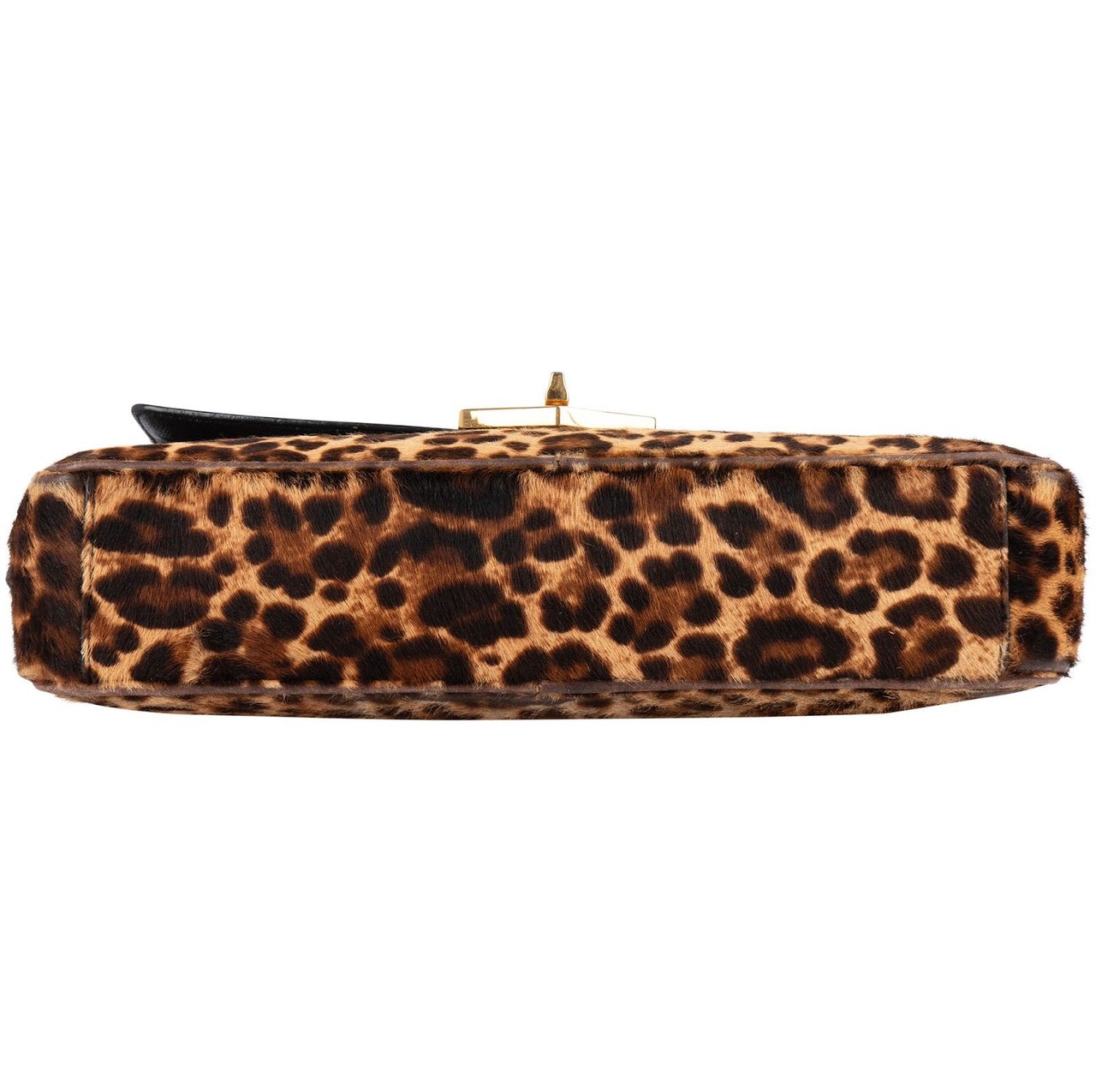 Prada Cavallino Hair Animal Print Leopard Double Flap Shoulder Bag Bruin