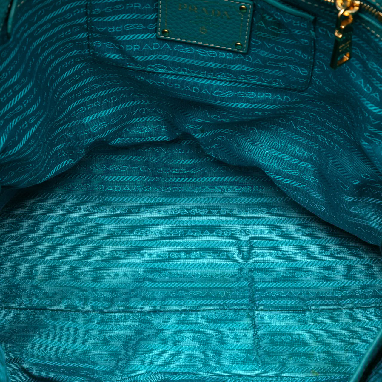 Prada Vitello Daino Canapa Logo Open Convertible Tote Blauw