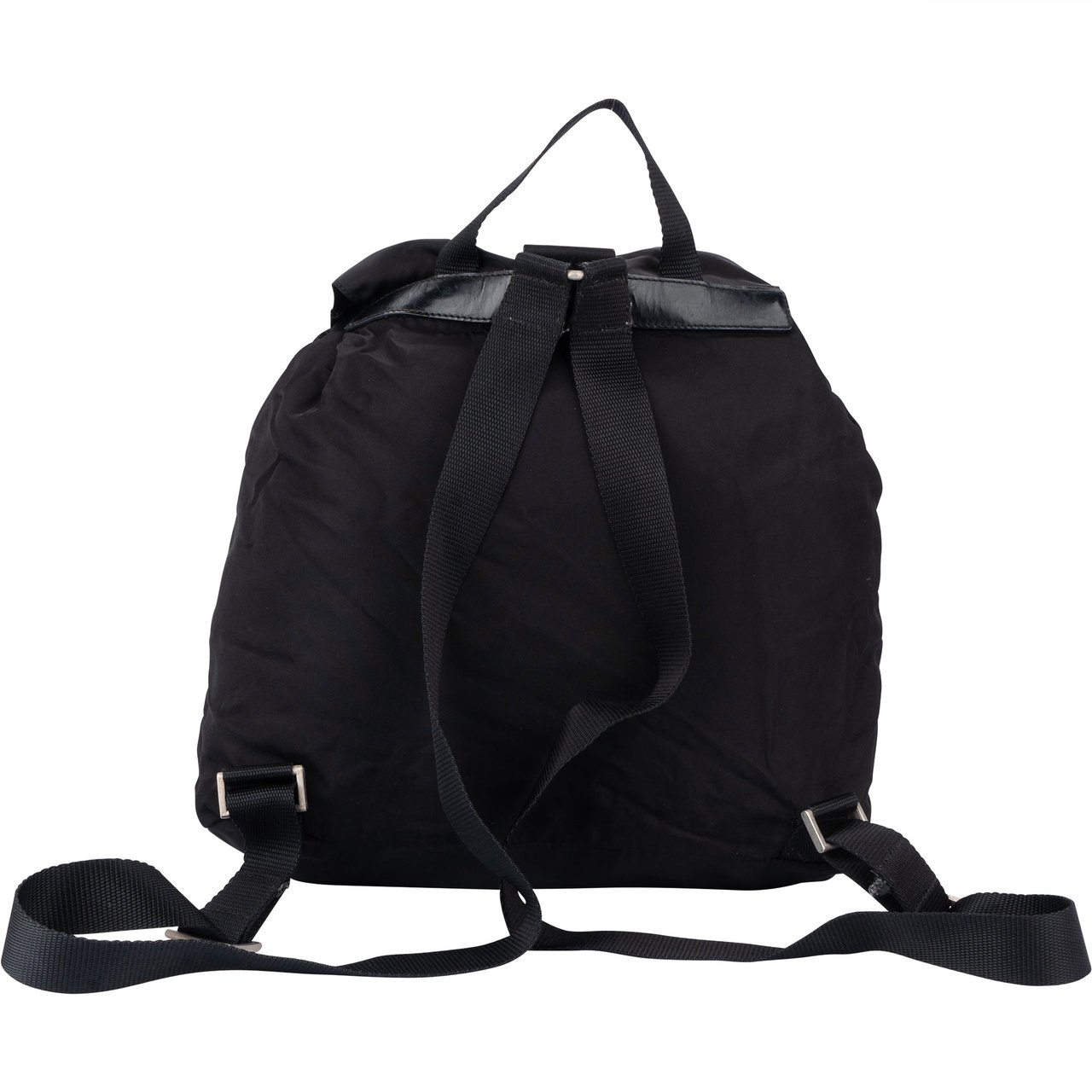 Prada Prada Black Nylon Triangle Backpack Zwart