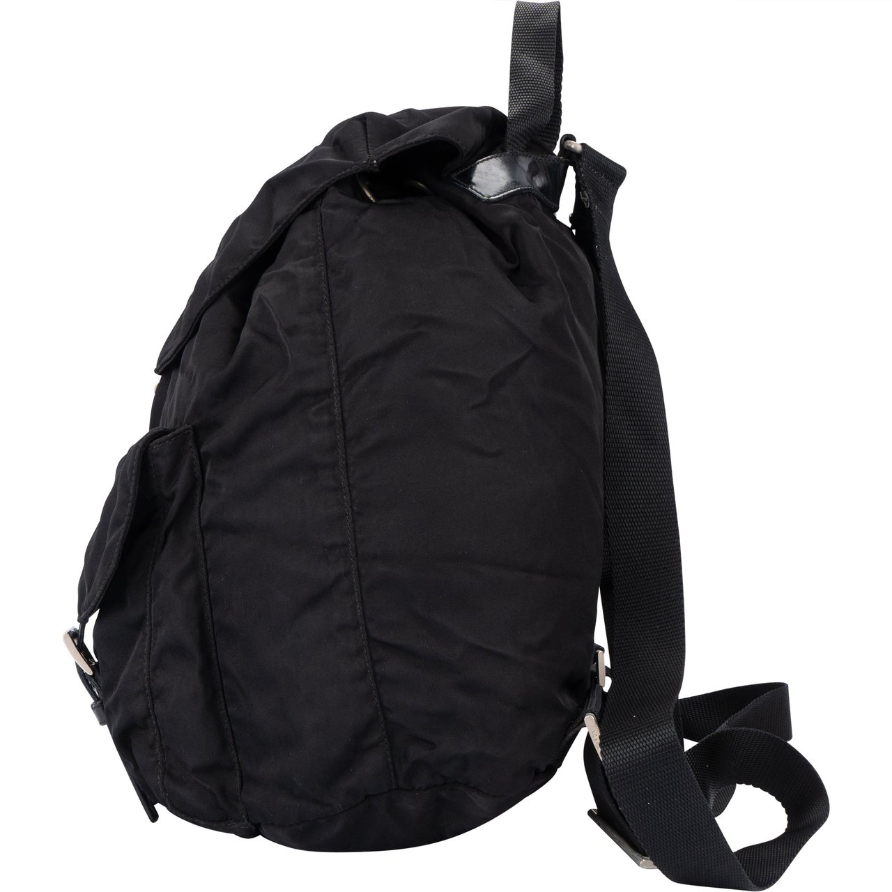 Prada Prada Black Nylon Triangle Backpack Zwart