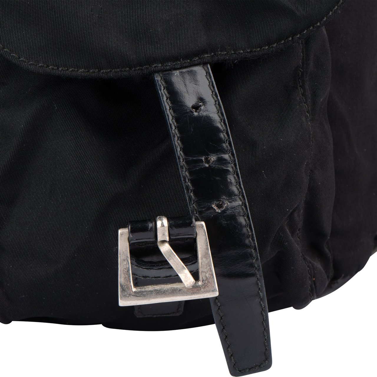 Prada Prada Black Nylon Triangle Backpack Zwart