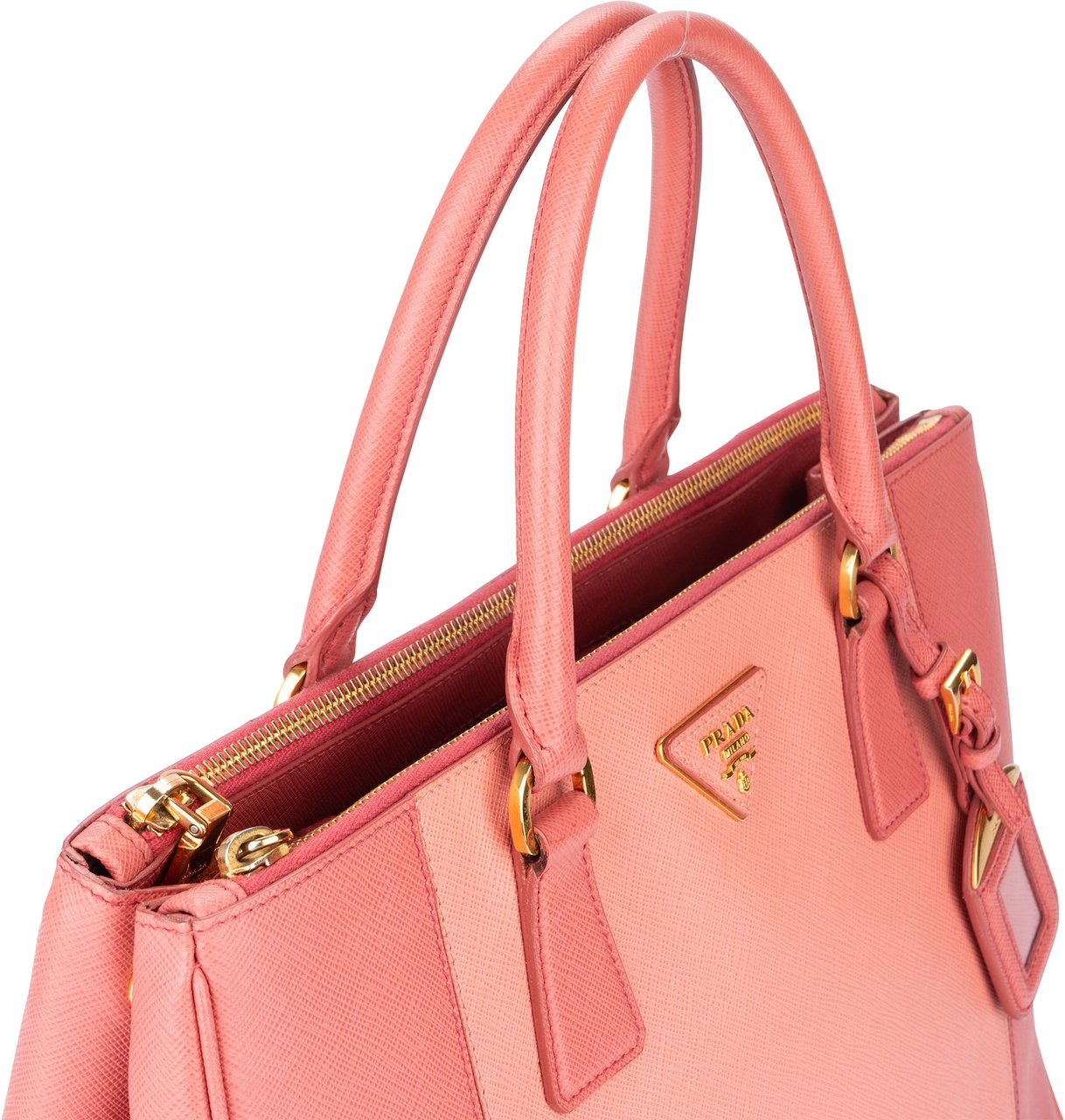 Prada Prada Bicolor Rose Saffiano Leather Galleria Handbag Divers